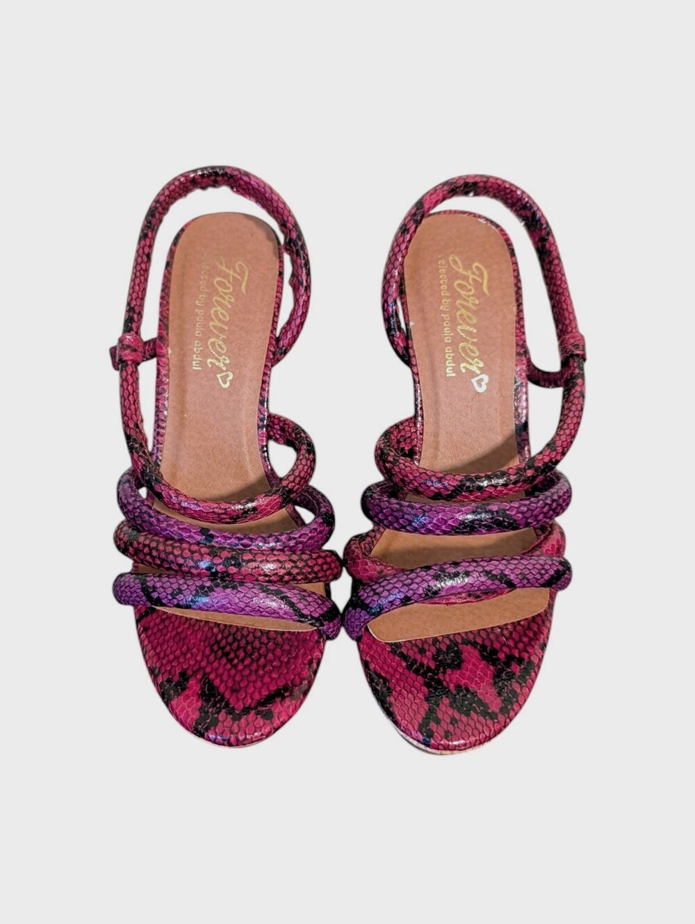 Forever by Paula Abdul Snakeprint Strappy Heels